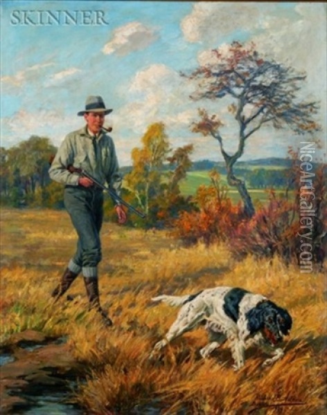 Hunter And Hound Oil Painting - Richard Benno Adam