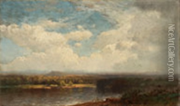 Hudson River Valley Landscape Oil Painting - Samuel Colman