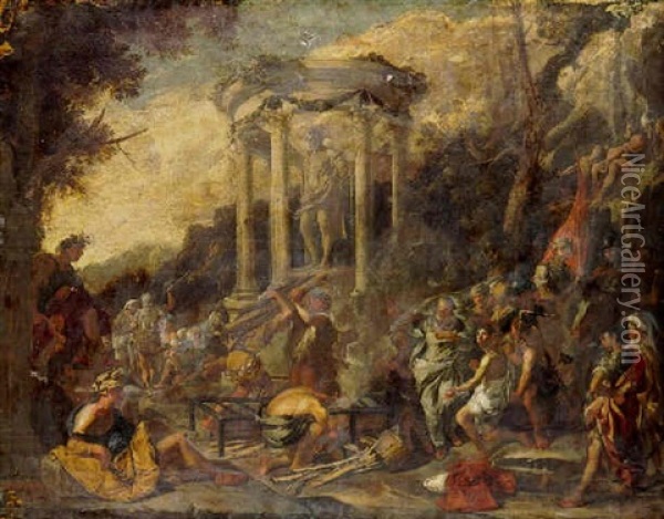 The Martyrdom Of Saint Lawrence Oil Painting - Domenico Gargiulo