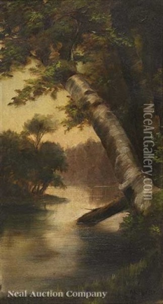 Along The Banks Of The Mississippi River Oil Painting - Joseph Rusling Meeker