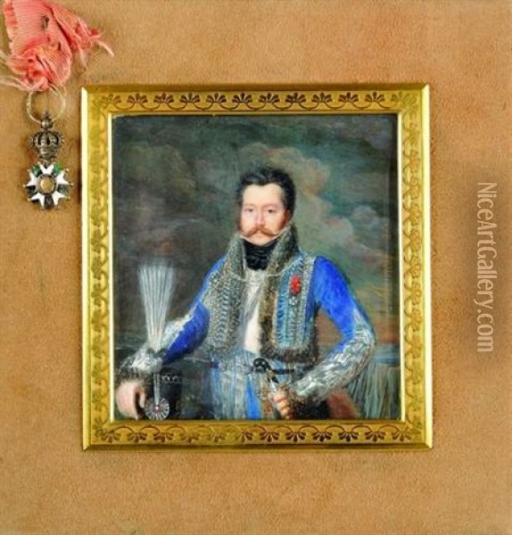 Le Colonel Merlin 1er Hussard Oil Painting - Jeanne Alexandre Maricot
