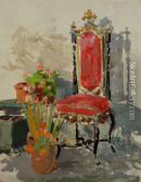 Studio D'interno Oil Painting - Vincenzo Irolli