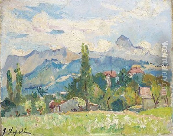 Paysage De Montagne Oil Painting - Georgi Alexandrovich Lapchine