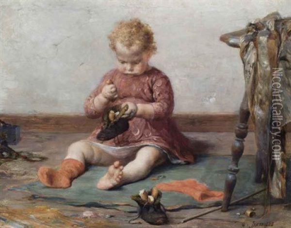 Playtime Oil Painting - Georgios Jakobides