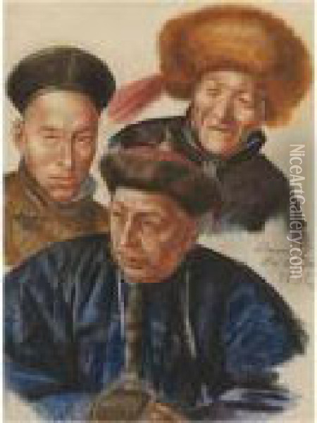 Mongol Princes Oil Painting - Aleksandr Evgen'evich Iakovlev