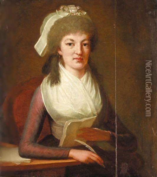 Portrait Of A Lady Writing A Letter Oil Painting - Dominique (Guillaume Dominique Jacques) Doncre