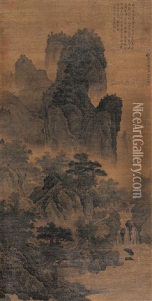 Autumn Mountain And Waterfall Oil Painting -  Fan Kuan