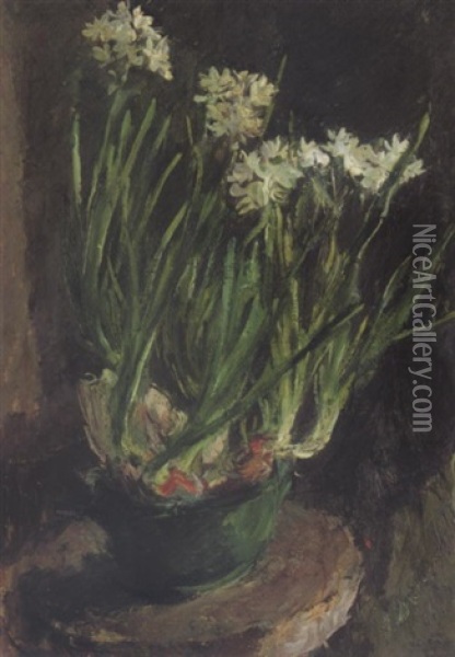 Flowers In A Green Pot Oil Painting - Alexander Evgenievich Iacovleff