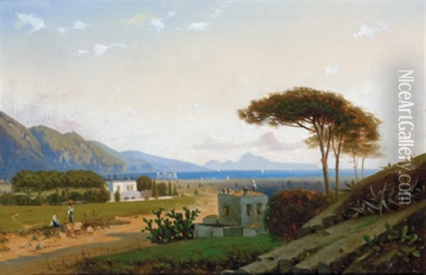 Kustenlandschaft Am Golf Von Neapel Oil Painting - Wilhelm Julius August Nabert