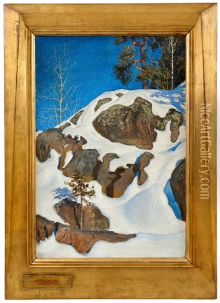 Snow On The Cliffs/kalela Oil Painting - Akseli Valdemar Gallen-Kallela