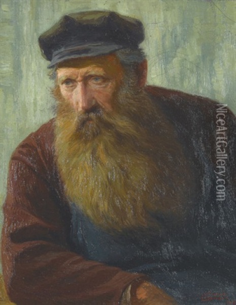 Portrat Eines Bartigen Mannes Oil Painting - Johannes (Prof.) Lippmann