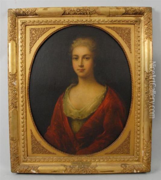 Portrait Of A Woman In Red Oil Painting - Thomas Hudson