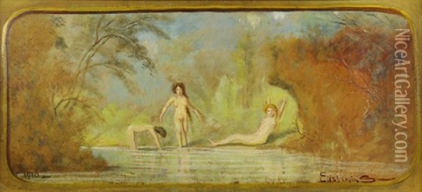 Three Bathers Oil Painting - Louis Michel Eilshemius