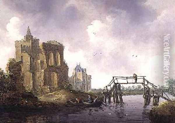 The Bridge at Heemstede outside Haarlem Oil Painting - Leendert or Leonard Knijff