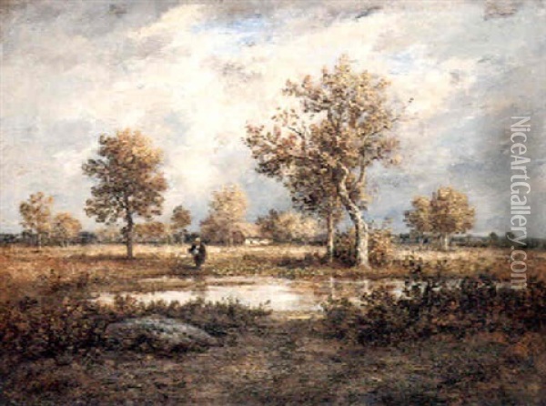 Crossing The Marsh Oil Painting - Leon Richet