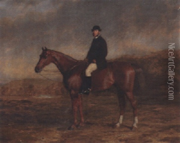 An Equestrian Portrait Of T.t.c. Lister Esq. Of Beamsley Hall, Yorkshire Oil Painting - Stephen Pearce
