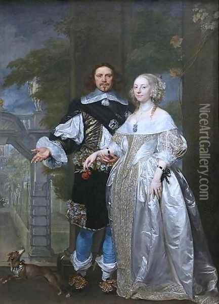 Lord Cavendish with His Wife Margaret in the Garden of Rubens in Antwerp Oil Painting - Peter Paul Rubens