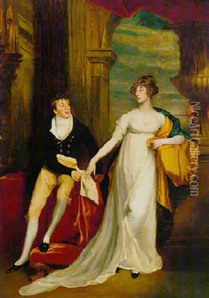 Portrait Of May Montague And Robert Copley, Her Brother Oil Painting - John Singleton Copley