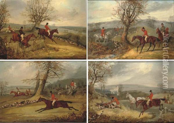 Taking The Fence; Taking The Ditch; View Halloo; And The Kill Oil Painting - Samuel Henry Alken