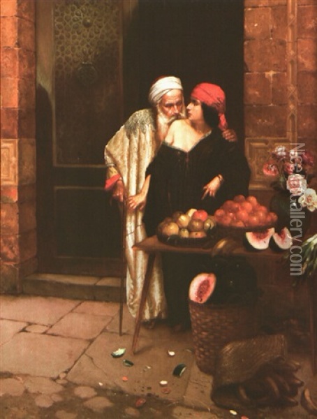 La Conversation Oil Painting - Rudolf Ernst