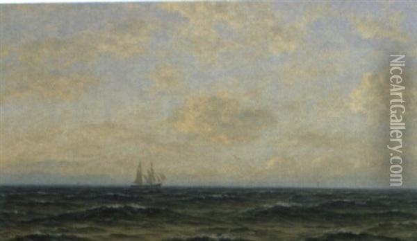 A Brigantine At Dusk Oil Painting - Frederick William Meyer