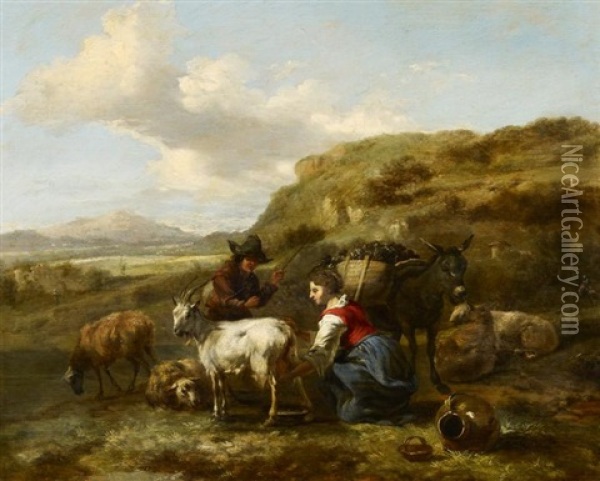 Rastendes Bauernpaar Oil Painting - Hendrick Mommers