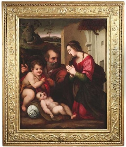 Die Hl. Familie Mit Dem Johannesknaben Oil Painting - Andrea Del Sarto