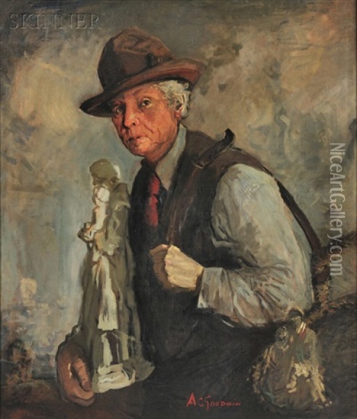 Statue Vendor Oil Painting - Arthur Clifton Goodwin