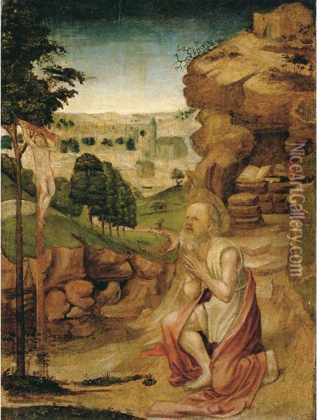 San Gerolamo Penitente Oil Painting - Gian Francesco de Maineri