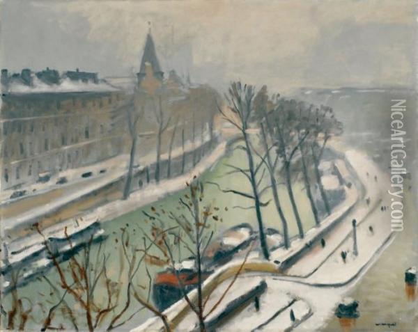 Quai Des Grands Augustins Sous La Neige Oil Painting - Albert Marquet