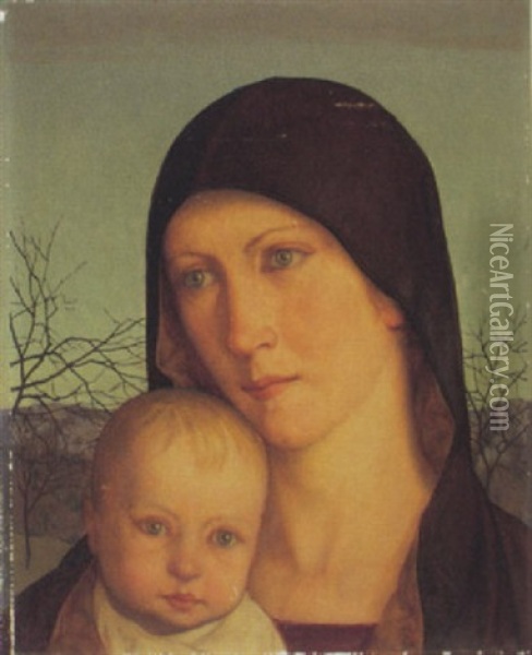 Madonna Mit Kind Oil Painting - Wilhelm Haller