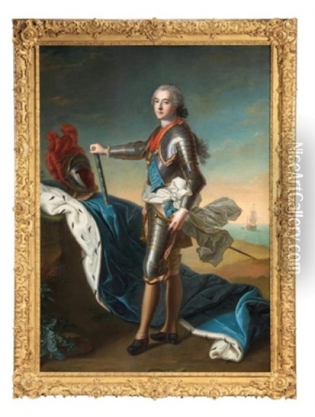 Portrait De Louis-jean-marie De Bourbon, Duc De Penthievre (1725-1793), En Amiral De France Oil Painting - Jean Marc Nattier