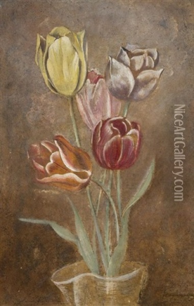 Tulipes Oil Painting - Sei Koyanagui