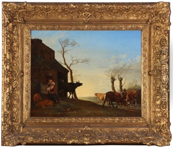 Driving The Cattle To The Pasture In The Morning Oil Painting - Paulus Potter