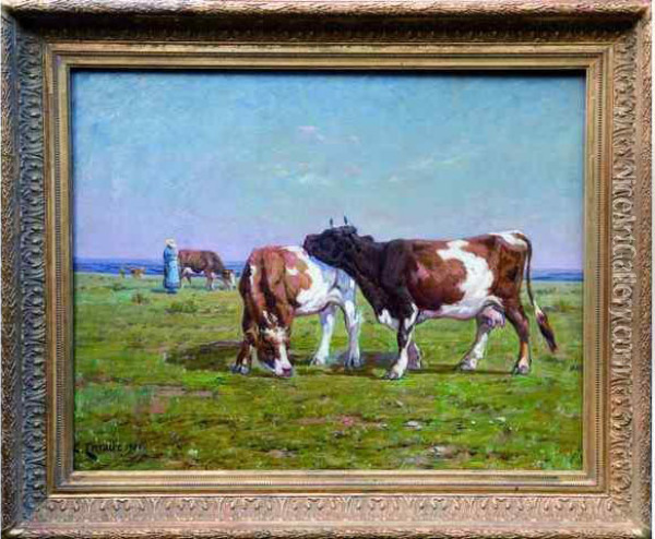 Vaches Au Pturage Oil Painting - Clovis Frederick Terraire