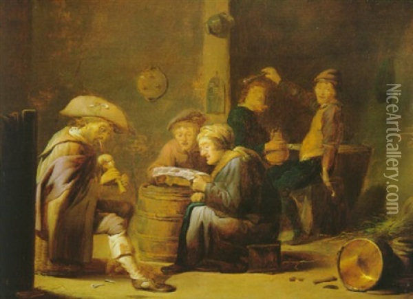 Musizierende Bauern Im Wirtshaus Oil Painting - Benjamin Gerritsz Cuyp