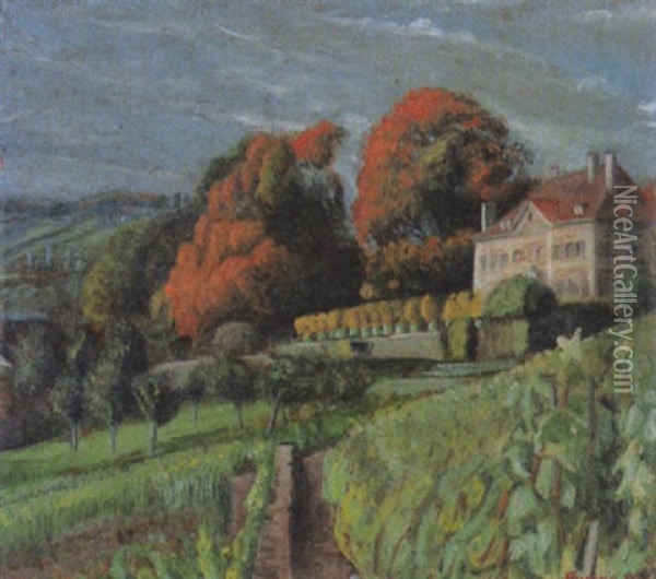 Le Chateau De Monsieur Grand-d'hauteville, Blonay Oil Painting - Francois Emile Barraud