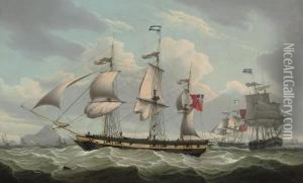 Ships Of The Gladstone & Company Fleet, Possibly Off Hongkong Oil Painting - Robert Salmon