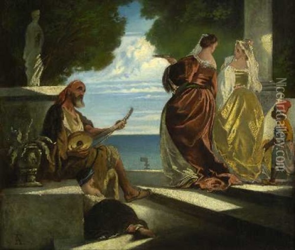 Venezianische Szene Oil Painting - Anselm Friedrich Feuerbach