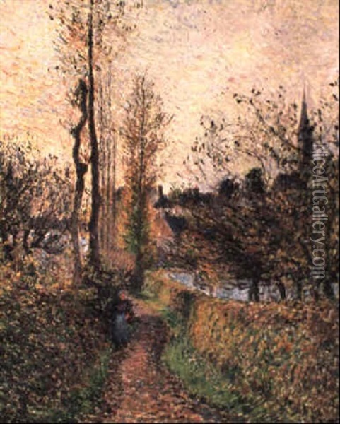Le Sentier De Bazincourt Oil Painting - Camille Pissarro
