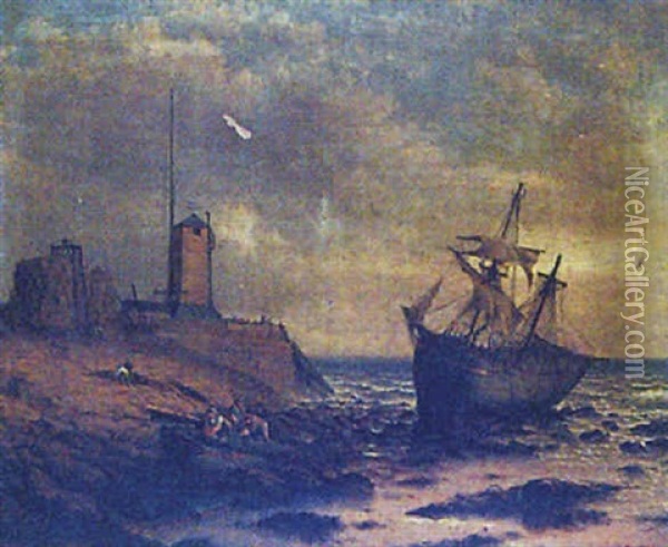 South Pier-lighthouse, Sunderland Oil Painting - Stuart Henry Bell