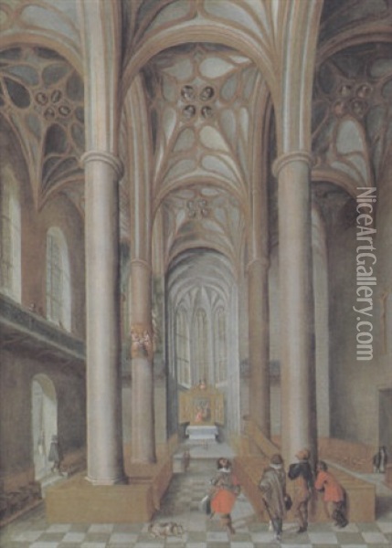 Blick In Das Innere Der 1816 Abgerissenen Augustinerkirche In Nurnberg Oil Painting - Paul Juvenel the Elder