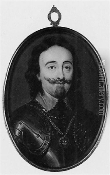 King Charles I In Armour, The Order Of The Garter On Gold Chain At His Neck Oil Painting - Bernard (Goupy) Lens III