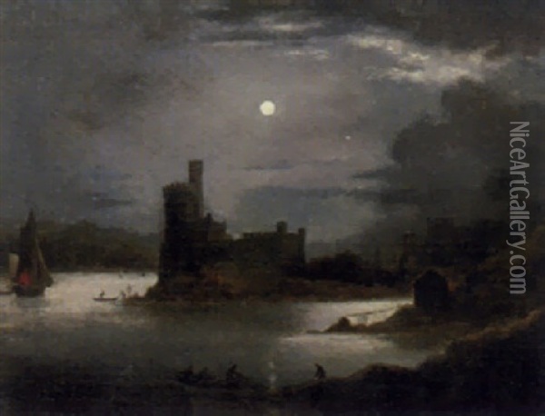 Blackrock Castle By Moonlight Oil Painting - Samuel Watson