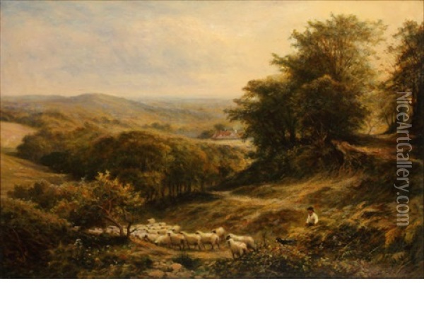 Looking Accross Hindhead, Surrey Oil Painting - Alfred Glendening Jr.