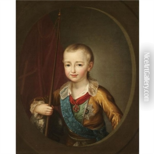 Portrait Of Grand Duke Alexander Pavlovich, The Future Alexander I Oil Painting - Dimitri Gregoriovitch Levitsky