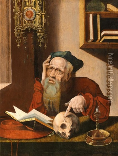 Saint Jerome Dans Son Cabinet Oil Painting - Marinus van Reymerswaele