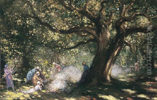 The Big Oak At Raheen Oil Painting - George Russell
