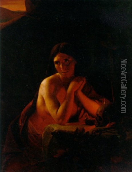 The Penitent Magdalene Oil Painting - Jean Baptist Lodewyck (Maes-Canini) Maes