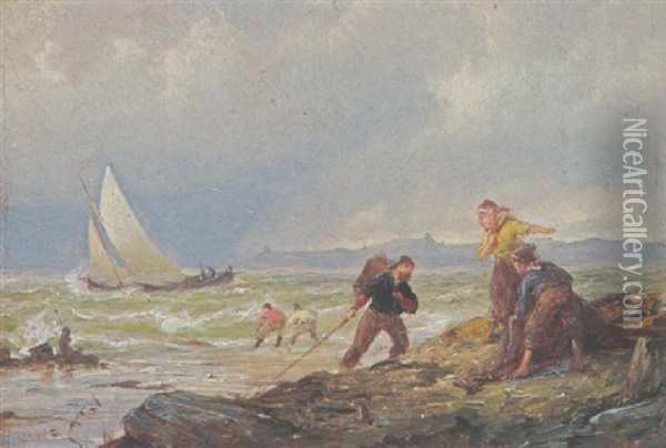 Stormy Weather Off The Coast Oil Painting - Pieter Cornelis Dommershuijzen